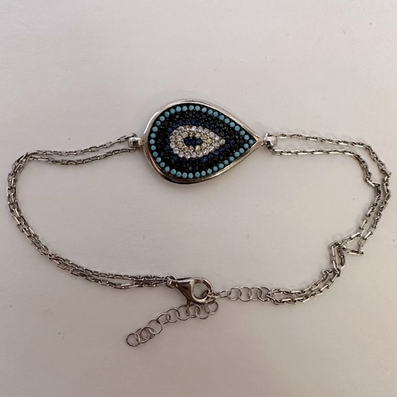 🧿925 Silver bracelet drop evileye turquoise and cz stones - Picture 4 of 4